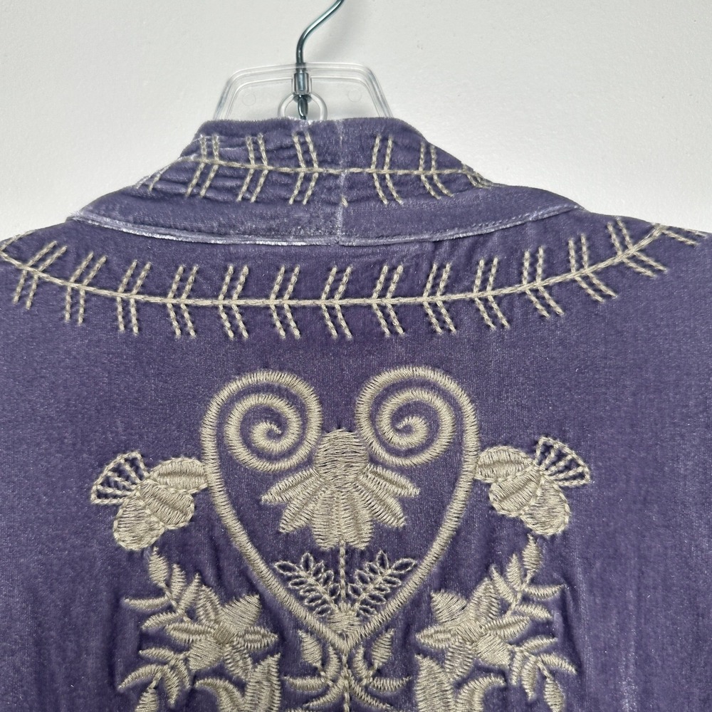 New Time for Me Velvet Embroidered Kimono Cardigan Women 2X Light Purple - Picture 8 of 12